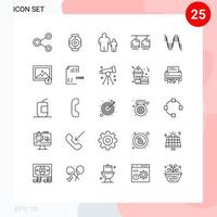 Modern Set of 25 Lines and symbols such as vehicles car module cable father Editable Vector Design Elements