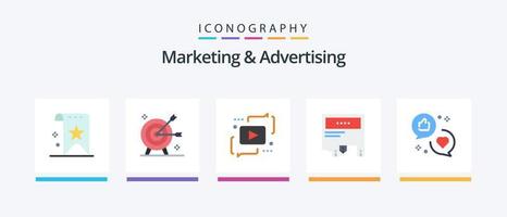 Paquete de 5 iconos planos de marketing y publicidad que incluye marketing. anuncio. marketing. jugar. marketing. diseño de iconos creativos vector