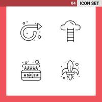 Pictogram Set of 4 Simple Filledline Flat Colors of arrow sale right user door Editable Vector Design Elements