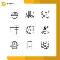 Outline Pack of 9 Universal Symbols of soccer ball maximize input cursor Editable Vector Design Elements