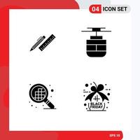 4 User Interface Solid Glyph Pack of modern Signs and Symbols of pen vehicles pencil tram grid Editable Vector Design Elements