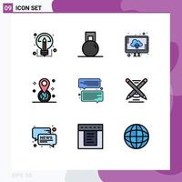 Stock Vector Icon Pack of 9 Line Signs and Symbols for communication pin cloud location geolocation Editable Vector Design Elements