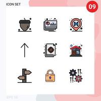 Pictogram Set of 9 Simple Filledline Flat Colors of target colour hospital circular arrow Editable Vector Design Elements