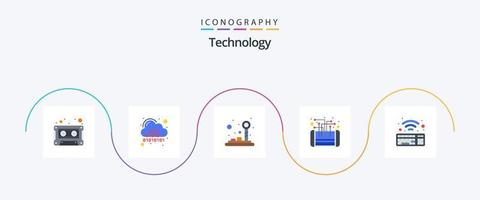 paquete de iconos de 5 planos de tecnología que incluye inteligente. teléfono. servidor. móvil. palanca de mando vector