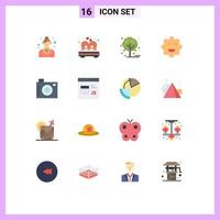 Set of 16 Vector Flat Colors on Grid for holiday emojis married biscuits tree Editable Pack of Creative Vector Design Elements