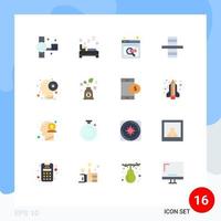 16 User Interface Flat Color Pack of modern Signs and Symbols of brain side cleaning gear online job Editable Pack of Creative Vector Design Elements