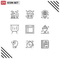 Outline Pack of 9 Universal Symbols of presentation graphic idea finance pen Editable Vector Design Elements