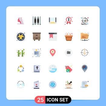 Set of 25 Vector Flat Colors on Grid for product management computing target certificate Editable Vector Design Elements