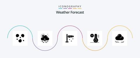 paquete de iconos de glifos meteorológicos 5 que incluye . creciente. dirección. nube. temperatura vector