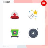 4 Universal Flat Icon Signs Symbols of hat hat canada space star Editable Vector Design Elements