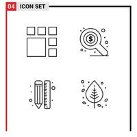 Editable Vector Line Pack of 4 Simple Filledline Flat Colors of editing line layout seo design Editable Vector Design Elements