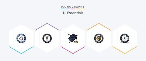 paquete de iconos de 25 líneas completas de ui essentials que incluye diagrama. analítica. menú. pintar. color vector