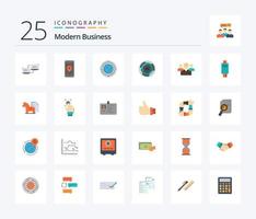 Modern Business 25 Flat Color icon pack including business. world. pointer. global. communication vector