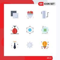 Set of 9 Commercial Flat Colors pack for global sport electric speed boxing Editable Vector Design Elements