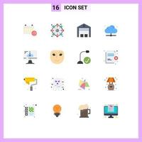 16 iconos creativos, signos y símbolos modernos de tecnología de entrega compartida en la nube, almacén, paquete editable de elementos de diseño de vectores creativos