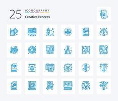 proceso creativo paquete de 25 iconos de color azul que incluye proceso. herramienta. diseño. gobernante. creativo vector
