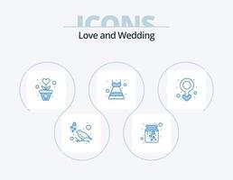 paquete de iconos azul de boda 5 diseño de iconos. género. cordón. gratitud. vestido. amar vector