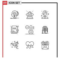 Pack of 9 creative Outlines of security file of deny hair Editable Vector Design Elements