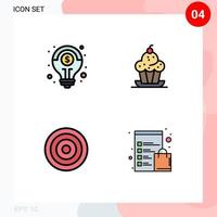 4 iconos creativos, signos y símbolos modernos de solución básica financiera, línea de muffin, elementos de diseño vectorial editables vector