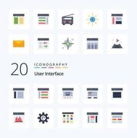 20 User Interface Flat Color icon Pack like ui brightness sidebar radio vector