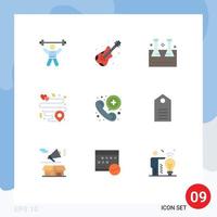 9 User Interface Flat Color Pack of modern Signs and Symbols of communication pin chemical flask location test tube Editable Vector Design Elements
