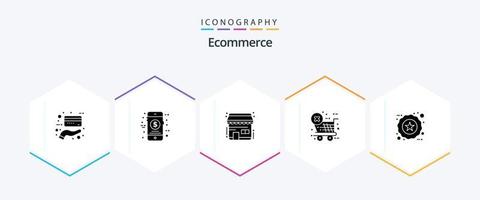 Ecommerce 25 Glyph icon pack including product. ecommerce. ecommerce. badge. ecommerce vector