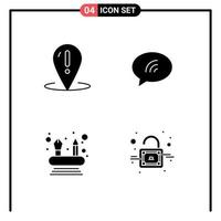 Mobile Interface Solid Glyph Set of Pictograms of help abilities point chat networking Editable Vector Design Elements