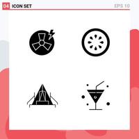 Mobile Interface Solid Glyph Set of 4 Pictograms of fan camping factory gorki campsite Editable Vector Design Elements