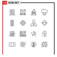 Pack of 16 creative Outlines of battery private plant computing ireland Editable Vector Design Elements