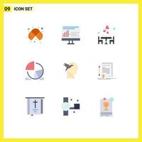 9 Universal Flat Colors Set for Web and Mobile Applications statistics chart programing romantic dinner Editable Vector Design Elements