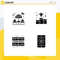 Pictogram Set of 4 Simple Solid Glyphs of dinner memory award medal cellphone Editable Vector Design Elements