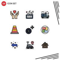 Set of 9 Modern UI Icons Symbols Signs for wheel car ambulance tool cone Editable Vector Design Elements