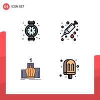 Pictogram Set of 4 Simple Filledline Flat Colors of gauge king plumbing hospital monarchy Editable Vector Design Elements