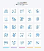 transmisión de virus creativo 25 paquete de iconos azules como laboratorio. gota de agua. guantes. lavar. mano vector
