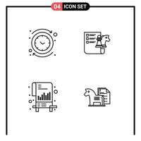 Universal Icon Symbols Group of 4 Modern Filledline Flat Colors of backward chart reverse business list Editable Vector Design Elements