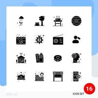 Modern Set of 16 Solid Glyphs and symbols such as calendar planet tree jupiter spa Editable Vector Design Elements