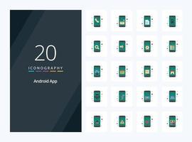 20 Android App Flat Color icon for presentation vector