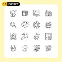 Set of 16 Vector Outlines on Grid for book tutorial notepad multimedia education Editable Vector Design Elements