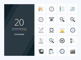 20 Ui Essentials Flat Color icon for presentation vector