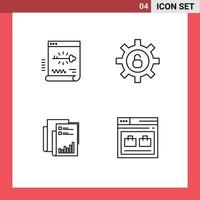 4 Thematic Vector Filledline Flat Colors and Editable Symbols of key analytics document security business Editable Vector Design Elements