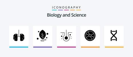 paquete de iconos de glifo 5 de biología que incluye biología. experimento. ciencia. peligro. biología. diseño de iconos creativos vector