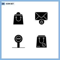 4 Creative Icons Modern Signs and Symbols of bag check mail board e Editable Vector Design Elements