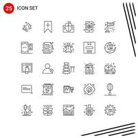 Pack of 25 creative Lines of weather mobile interface mail email Editable Vector Design Elements