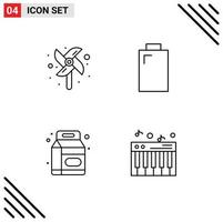 Stock Vector Icon Pack of 4 Line Signs and Symbols for toy supermarket battery beverage piano Editable Vector Design Elements