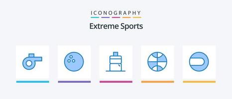 paquete de íconos sport blue 5 que incluye . pelota... diseño de iconos creativos vector