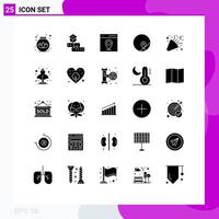 25 User Interface Solid Glyph Pack of modern Signs and Symbols of celebrate map communication location basic Editable Vector Design Elements
