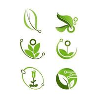 Eco, natural and organic symbols or logos - tree and leaves environmental icons. Vector illustration