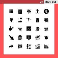 25 User Interface Solid Glyph Pack of modern Signs and Symbols of currency up production arrows production Editable Vector Design Elements