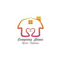 Simple icon of house with heart shape within. House line art shape. Vector symbol logo template easy to edit.