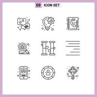 conjunto de 9 iconos de ui modernos símbolos signos para la naturaleza proteger búsqueda de libros elementos de diseño de vectores editables